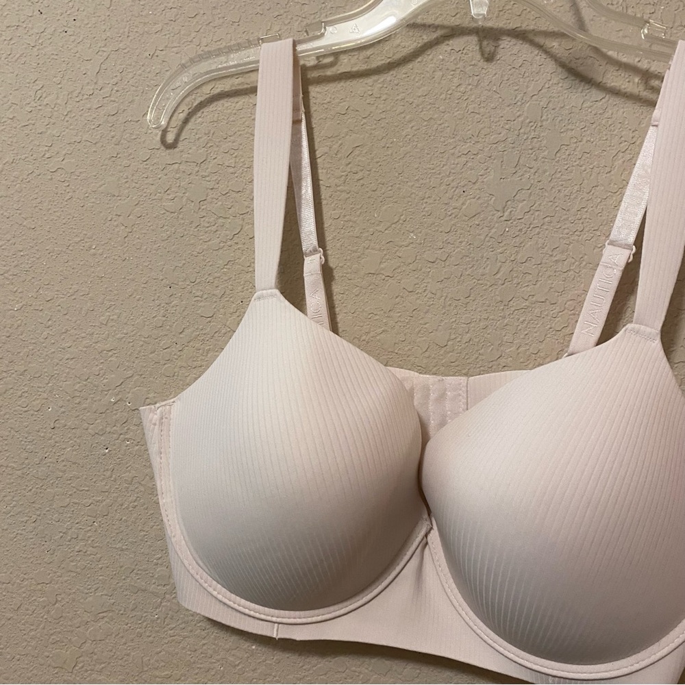 Nautica Intimates Ivory Cream Supportive Underwire Stripe Bra Plus Size 42d View 4